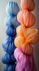 Poster - Colorful fabric ribbons arranged in a decorative display.