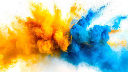 Wall Mural - creative image of the flag of ukraine. yellow and blue clouds of ink smoke collide with each other i