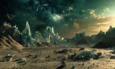Wall Mural - alien crystalline expanse, 4k hyperrealistic photo