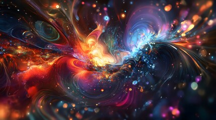 Wall Mural - Vibrant cosmic explosion of color and light