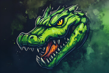 Canvas Print - crocodile mascot logo design watercolor