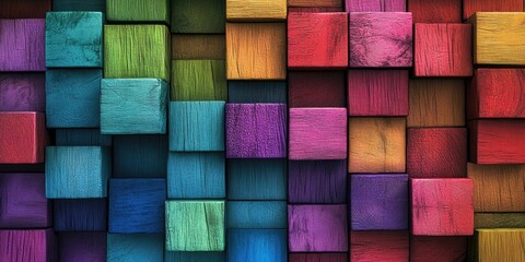 Wall Mural - Wooden building blocks