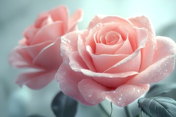 Poster - pink roses isolated on white