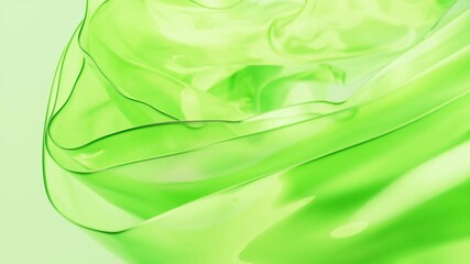 Poster - Flowing transparent green multilayer glass background, 3d rendering.