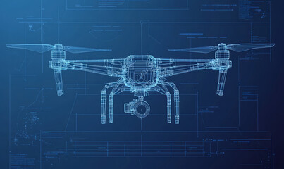 Vector Quadcopter drone line blueprint