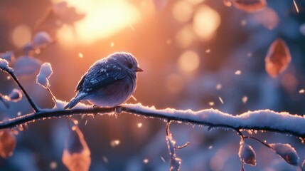 Sticker - Winter Bird Sunset.