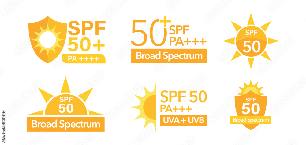 Sunscreen shield information, 50 SPF UVA and UVB, PA++++, broad ...