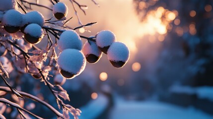 Wall Mural - Snow-Covered Berries.