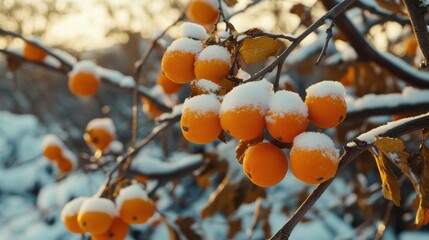 Wall Mural - Snow Covered Oranges.