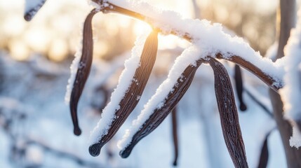 Wall Mural - Snow-Covered Branch.