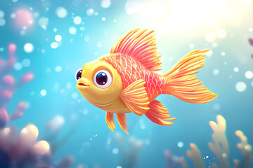 Poster - Cute cartoon fish illustration