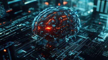 Wall Mural - electronic brain powered by ai and data technology