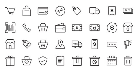 online shopping vector line icon set - app and mobile web responsive