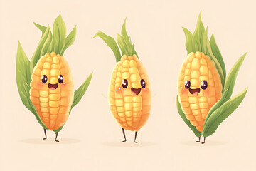 Poster - cute corn character. cartoon illustration