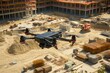 © ORG - A 3D mapping drone flying over a construction site, generating real-time maps and data to aid in the planning and execution of the building project