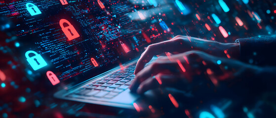 Cyber Security Expert Professional Male Working Remotely Data Protection Cloud Computing Technology Network design