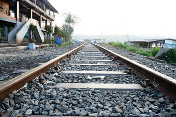 railway in the morning autumn