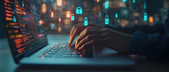 Cyber Security Expert Professional Male Working Remotely Data Protection Cloud Computing Technology Network design