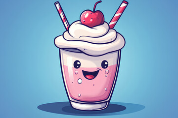 Canvas Print - character cartoon Cool milkshake illustration