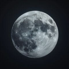 detailed full moon close-up against dark night sky