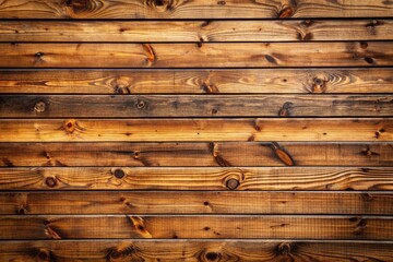 Rustic wooden slatted fence or wall background with horizontal planks, weathered to a natural brown, creating a warm and cozy outdoor or indoor atmosphere.