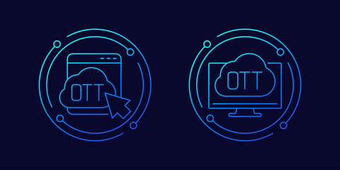 Poster - OTT media platform icons, linear design