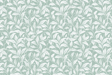 Toile floral pattern tapestry. Arts and Crafts. Vintage monochrome  botanical wallpaper pattern. Background image. Created with Generative AI technology