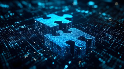 Futuristic digital puzzle pieces