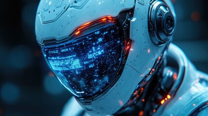 AI Robot Presenting Business Growth Trends with Copy Space for Marketing Use