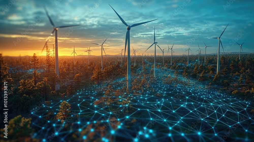 AI-Powered Wind Turbine with Digital Data Overlay for Renewable Energy ...