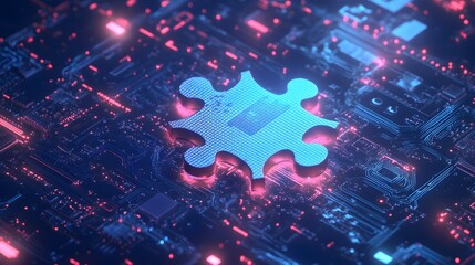 abstract digital technology puzzle piece background