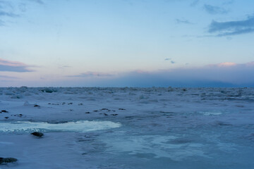 Drift ice in Hokkaido Japan 