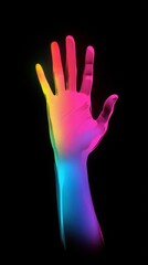 Aufkleber - neon colored hand on black background