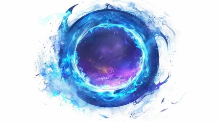 Vibrant blue circular glow with purple center on white background for 2d game art design