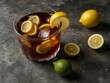 © Kasper - High-angle view of refreshing iced black tea with lemon next to lemonade.