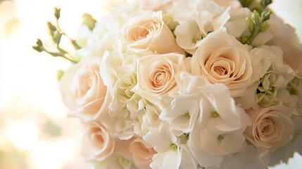 Sticker - Delicate Bouquet of Peach Roses and White Hydrangeas