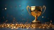 © DIAHIMAGESNEW - A golden trophy sits on a base with gold confetti raining down.