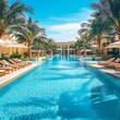© Arabindu - Sophisticated poolside area with bright blue skies in a luxurious resort image