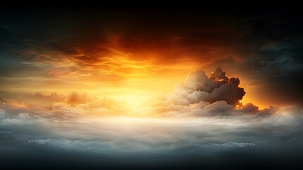 Wall Mural - a dramatic sky showcasing the contrast between dark storm clouds dissipating and bright sunlight bre