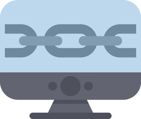 Wall Mural - desktop computer displaying chain links, symbolizing a secure network connection or data encryption