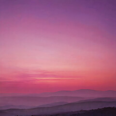 Wall Mural - The sky at dawn, with a soft gradient of pink, purple, and orange as the first rays of sunlight peek over the horizon
