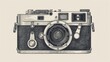 © Bijac - vintage-style engraving of a sleek, modern camera. intricate linework captures every detail, blending retro charm with contemporary technology.