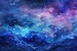 © Bijac - watercolor galaxy in shades of blue and purple, with ethereal light streaks and nebulous clouds swirling across a starry backdrop.