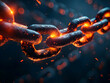 © HaJung - Flat Macro Shot of Glowing Digital Chains Breaking Apart Symbolizing Freedom and Liberation for Human Rights Day � A Futuristic Representation of Social Justice and Technological Empowerment in a Simp