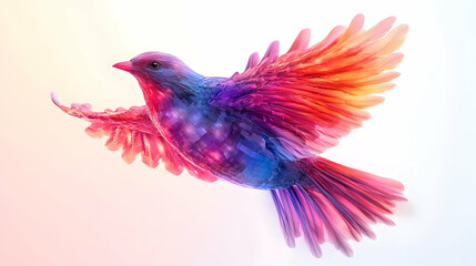 Wall Mural - 3D Abstract Glowing Bird in Flight Symbolizing Freedom and Human Rights - Vibrant Icon for Human Rights Day