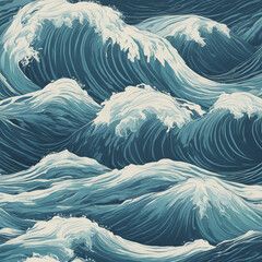 Poster - ocean wave illustration background