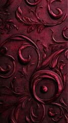 Wall Mural - elegant deep red textured background with intricate floral patterns, perfect for design and artistic