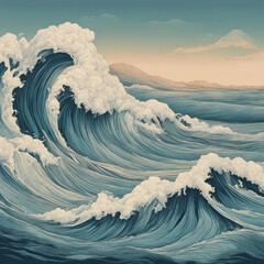 Wall Mural - ocean wave illustration background