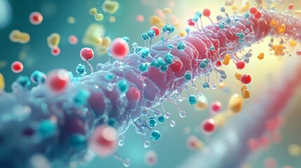 Wall Mural - 3D Illustration Depicting Nutrient Transport Through A Cellular Structure