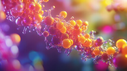 Wall Mural - 3d illustration of a complex molecular structure, featuring vibrant colors and geometric shapes, rep